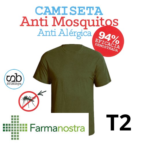 Camiseta antimosquitos stingbye camiseta m/corta   | talla t2 | color kaki